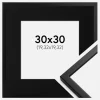 Ramme Oslo Sort 30x30 cm - Passepartout Sort 8x8 inches