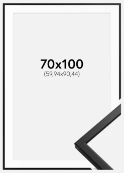 Ramme Oslo Sort 70x100 cm - Passepartout Hvid 24x36 inches