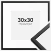 Ramme Oslo Sort 30x30 cm - Passepartout Hvid 8x8 inches