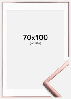 Ramme Poster Frame Aluminum Rosaguld 70x100 cm - Passepartout Hvid 62x85 cm