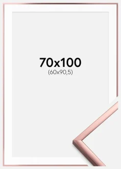Ramme Poster Frame Aluminum Rosaguld 70x100 cm - Passepartout Hvid 61x91,5 cm