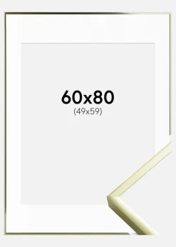 Ramme Poster Frame Aluminum Gold 60x80 cm - Passepartout Hvid 50x60 cm