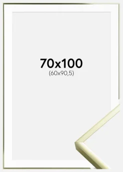 Ramme Poster Frame Aluminum Gold 70x100 cm - Passepartout Hvid 61x91,5 cm