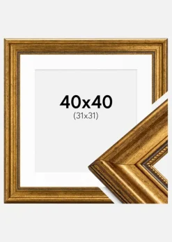 Ramme Rokoko Guld 40x40 cm - Passepartout Hvid 32x32 cm