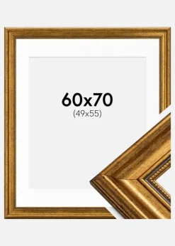 Ramme Rokoko Guld 60x70 cm - Passepartout Hvid 50x56 cm