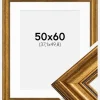 Ramme Rokoko Guld 50x60 cm - Passepartout Hvid 15x20 inches