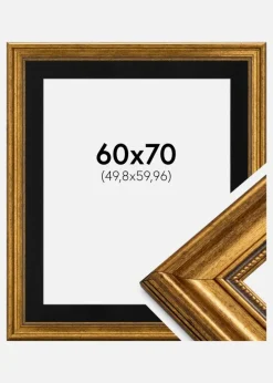 Ramme Rokoko Guld 60x70 cm - Passepartout Sort 20x24 inches