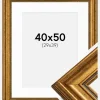 Ramme Rokoko Guld 40x50 cm - Passepartout Hvid 30x40 cm