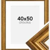 Ramme Rokoko Guld 40x50 cm - Passepartout Hvid 12x16 inches