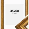 Ramme Rokoko Guld 35x50 cm - Passepartout Hvid 30x35 cm