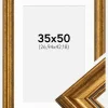 Ramme Rokoko Guld 35x50 cm - Passepartout Hvid 11x17 inches