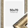 Ramme Saltsjöbaden Antikguld 50x70 cm - Passepartout Hvid 42x59,4 cm (A2)