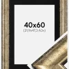 Ramme Saltsjöbaden Antikguld 40x60 cm - Passepartout Sort 32,9x48,3 cm (A3+)