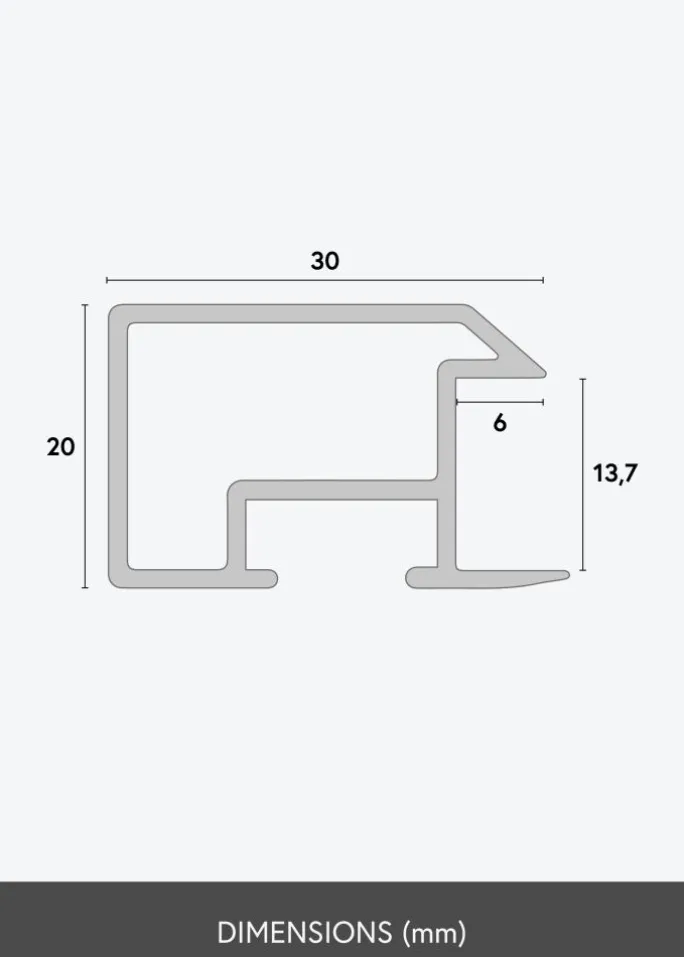 Ramme Åsarna Blank Sort - Valgfri Størrelse (Plexiglas)