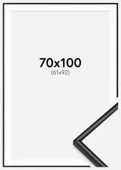 Ramme Scandi Matt Sort 70x100 cm - Passepartout Hvid 62x93 cm