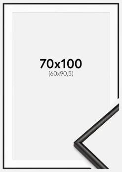 Ramme Scandi Matt Sort 70x100 cm - Passepartout Hvid 61x91,5 cm