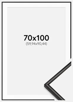 Ramme Scandi Matt Sort 70x100 cm - Passepartout Hvid 24x36 inches