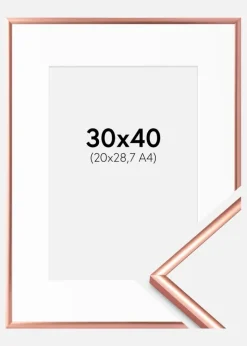 Ramme Scandi Rosaguld 30x40 cm - Passepartout Hvid 21x29,7 cm (A4)