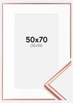 Ramme Scandi Rosaguld 50x70 cm - Passepartout Hvid 33x56 cm