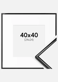 Ramme Scandi Sort 40x40 cm - Passepartout Hvid 25x25 cm