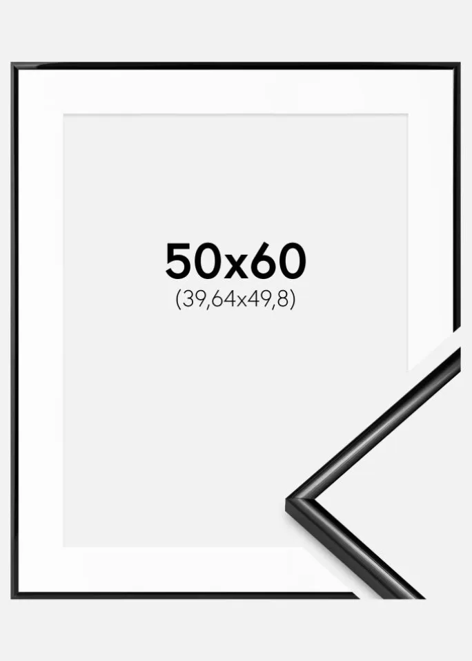 Ramme Scandi Sort 50x60 cm - Passepartout Hvid 16x20 inches