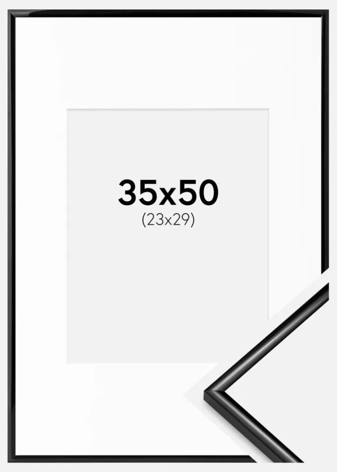 Ramme Scandi Sort 35x50 cm - Passepartout Hvid 24x30 cm
