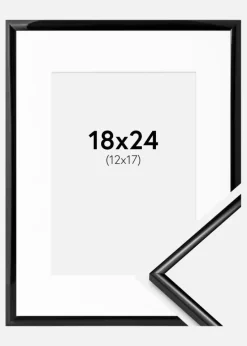 Ramme Scandi Sort 18x24 cm - Passepartout Hvid 13x18 cm