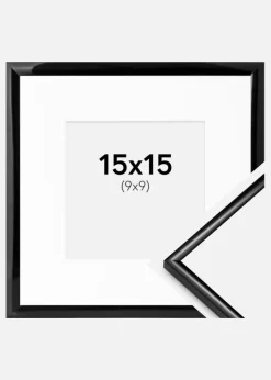 Ramme Scandi Sort 15x15 cm - Passepartout Hvid 10x10 cm