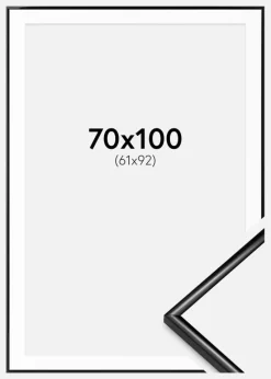 Ramme Scandi Sort 70x100 cm - Passepartout Hvid 62x93 cm