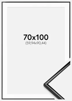 Ramme Scandi Sort 70x100 cm - Passepartout Hvid 24x36 inches