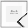 Ramme Scandi Sort 30x30 cm - Passepartout Hvid 8x8 inches