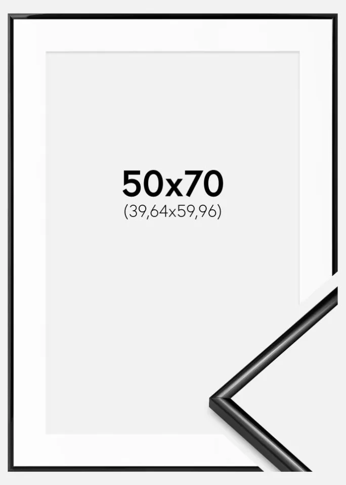 Ramme Scandi Sort 50x70 cm - Passepartout Hvid 16x24 inches