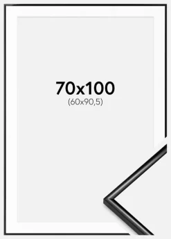 Ramme Scandi Sort 70x100 cm - Passepartout Hvid 61x91,5 cm