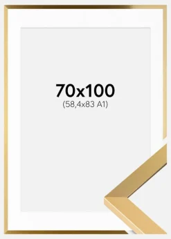 Ramme Selection Guld 70x100 cm - Passepartout Hvid 59,4x84 cm (A1)