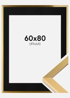 Ramme Selection Guld 60x80 cm - Passepartout Sort 50x65 cm