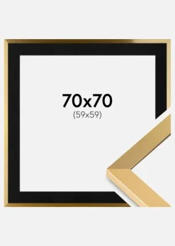 Ramme Selection Guld 70x70 cm - Passepartout Sort 60x60 cm