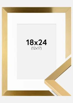 Ramme Selection Guld 18x24 cm - Passepartout Hvid 13x18 cm