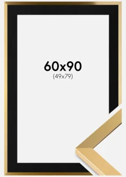 Ramme Selection Guld 60x90 cm - Passepartout Sort 50x80 cm