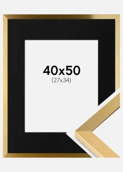Ramme Selection Guld 40x50 cm - Passepartout Sort 28x35 cm