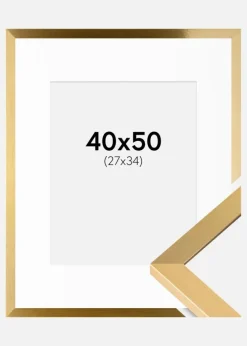 Ramme Selection Guld 40x50 cm - Passepartout Hvid 28x35 cm