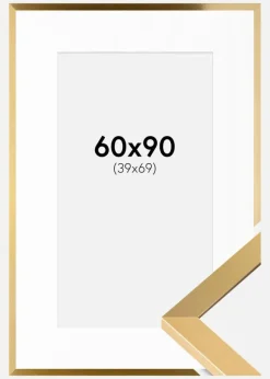 Ramme Selection Guld 60x90 cm - Passepartout Hvid 40x70 cm