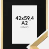 Ramme Selection Guld 42x59,4 cm (A2) - Passepartout Sort 25x38 cm