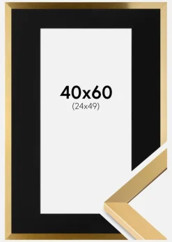 Ramme Selection Guld 40x60 cm - Passepartout Sort 25x50 cm