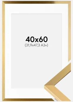 Ramme Selection Guld 40x60 cm - Passepartout Hvid 32,9x48,3 cm (A3+)