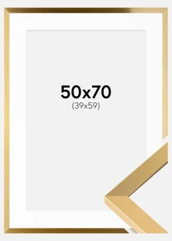 Ramme Selection Guld 50x70 cm - Passepartout Hvid 40x60 cm