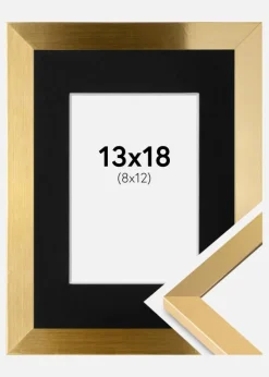 Ramme Selection Guld 13x18 cm - Passepartout Sort 9x13 cm