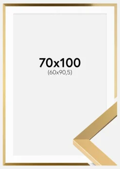 Ramme Selection Guld 70x100 cm - Passepartout Hvid 61x91,5 cm