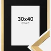 Ramme Selection Guld 30x40 cm - Passepartout Sort 20x28 cm