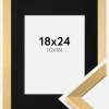 Ramme Selection Guld 18x24 cm - Passepartout Sort 13x17 cm