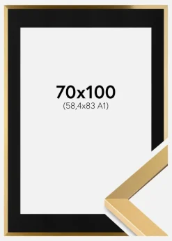 Ramme Selection Guld 70x100 cm - Passepartout Sort 59,4x84 cm (A1)